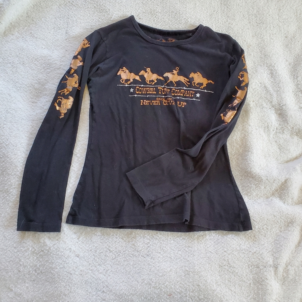 Cowgirl Tuff Company Never Give Up T-Shirt, Sz S